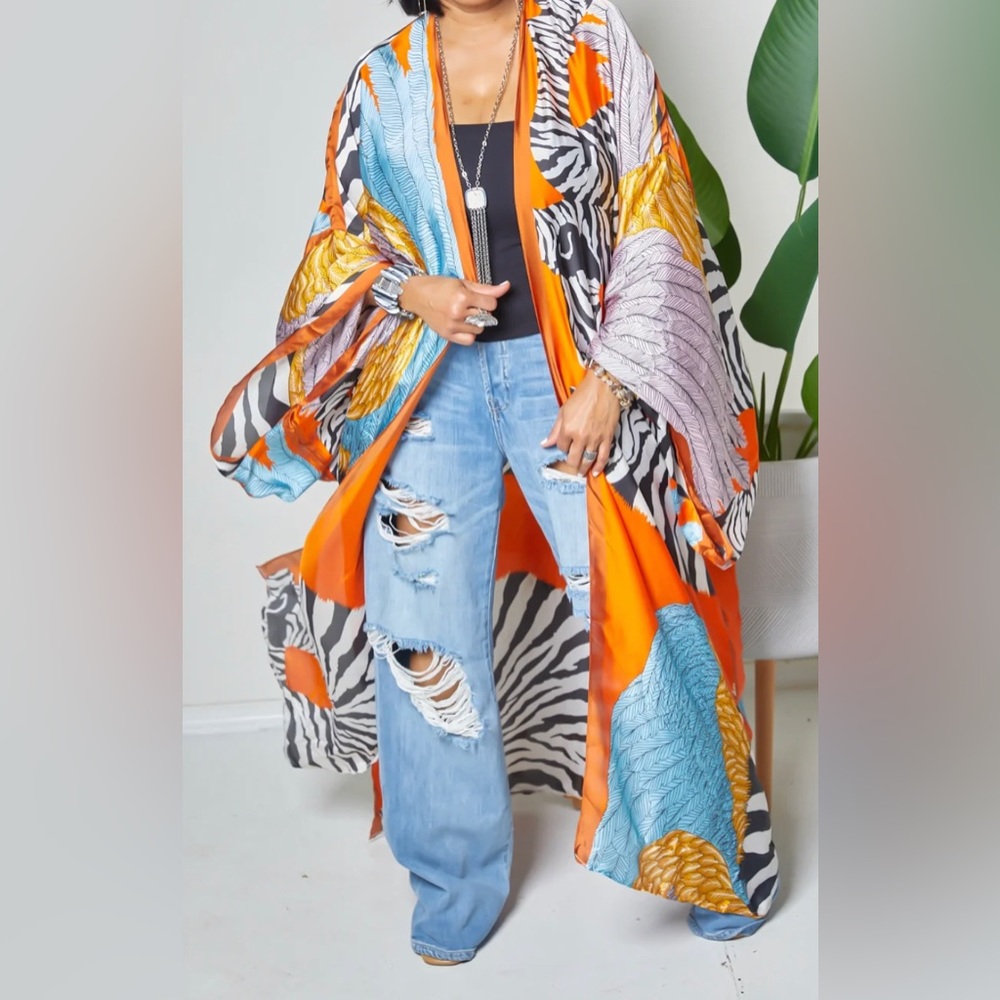 Multi colored Zebra print kimono